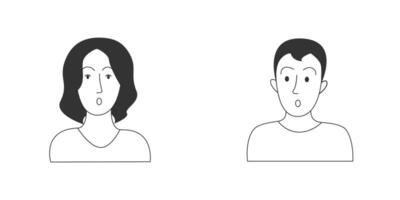 personas con asustado y sorprendido caras. plano minimalista estilo. vector