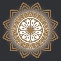 Geometric background of golden mandala with floral design vector