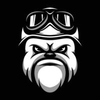 Bulldog Helmet Black and White vector