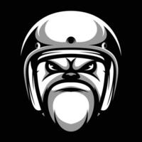 Bulldog RIde Helmet Black and White vector