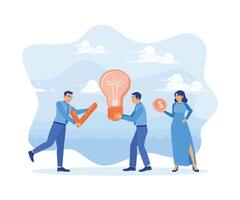 Business people assess and analyze new business ideas. Business Idea concept. Flat vector illustration.