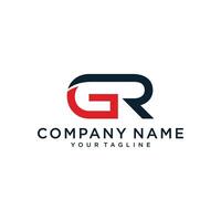 Initial Letter GR or RG typography logo design vector