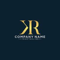 Initial Letter KR or RK typography logo design vector