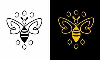Illustration vector graphics of Bee logo design template with simple monoline style