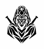 Illustration vector graphics of abstract tribal ninja design on a white background
