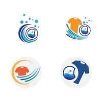 set of logo and symbol design laundry icon washing machine with bubbles for business clothes wash cleans modern template vector