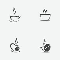 vector illustration set  of a cup of black coffee on a gray background