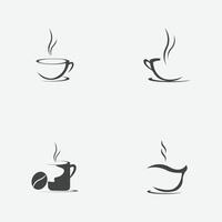vector illustration set  of a cup of black coffee on a gray background