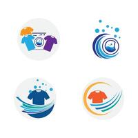 set of logo and symbol design laundry icon washing machine with bubbles for business clothes wash cleans modern template vector