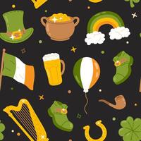 background pattern with Saint Patrick icons vector