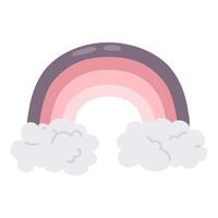 doodle rainbow and clouds vector