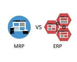 Difference between MRP manufacturing solutions and ERP software vector