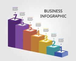 Graph template level number for infographic for presentation for 7 element vector