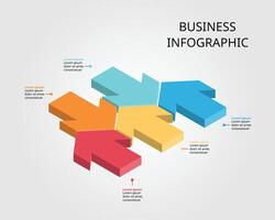 5 arrow template for infographic for presentation for 5 element vector