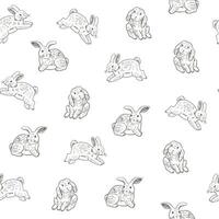 Easter rabbit line vector seamless pattern.