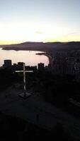 Sunset over the city of Benidorm video