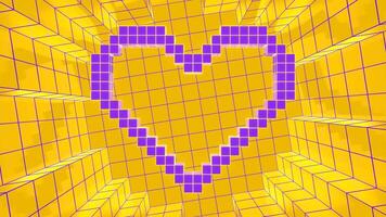 Purple and Gold Pixel Heart Background VJ Loop video