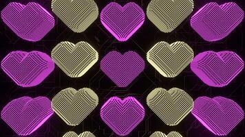 Pink and Yellow Pixel Hearts Movement Background VJ Loop video
