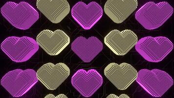 Pink and Yellow Pixel Hearts Movement Background VJ Loop video