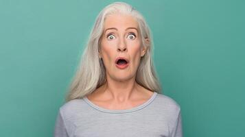 AI generated Baffled and Astonished, Unexpected Emotions of an Old Woman, Surprised and Shocked, Generative AI photo
