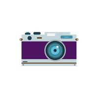 Retro camera icon in flat color style. Photography equipment vector illustration on a white isolated background.