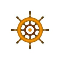 Ship steering wheel icon. Flat color design. Vector Illustration.