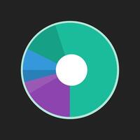 Colorful pie chart icon in flat style on a black background for web design vector