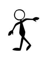 A black silhouette of a stick man walking. Vector illustration.