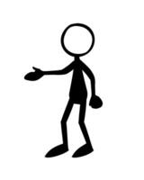 A black silhouette of a stick man stretched out his hand to shake. Vector illustration.