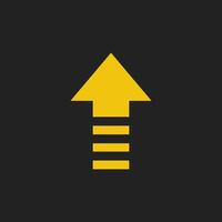 Up arrow icon. Flat design style illustration on a black background. Suitable for icons, logos, or signs. vector