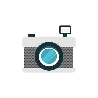 Retro camera icon in flat color style. Photo camera equipment