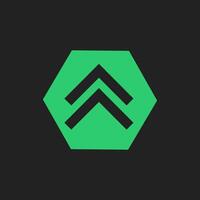 Arrow-up icon sign in flat design style. Green color. Suitable for buttons or company logos. vector