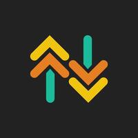 Arrow up and down icon in trendy flat style. Suitable for your website design, logo, app icon, or UI design. Data transfer upload and download sign. vector