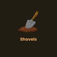 Shovel Logo or Icon Concept Design Isolated With Dark Background vector