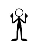 Man with thumbs up icon, vector illustration. Silhouette style. Stick man.