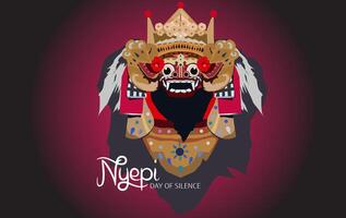 vector símbolo de ejecutando letras tradicional danza máscara disfraz barong balinés mitología hindú religión celebrando nyepi antecedentes