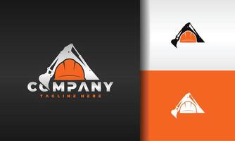 excavator construction helmet logo vector