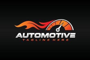 automotive speedometer fire fast logo vector