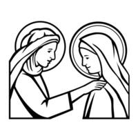 Visitation of Pregnant Mary to Elizabeth Side View Retro vector
