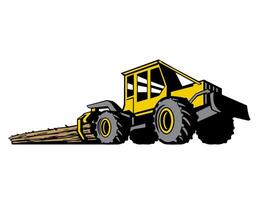 Cable Skidder Grapple Skidder or Logging Arch Isolated Retro Style vector