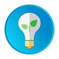 volumetric icon with a light bulb with a plant inside, energy saving vector