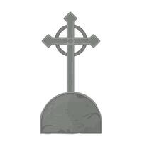 Vector illustration of a cemetery tombstone in cartoon style. Grave crosses and monuments