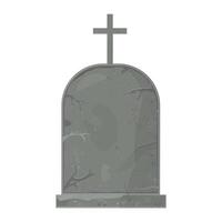 Vector illustration of a cemetery tombstone in cartoon style. Grave crosses and monuments