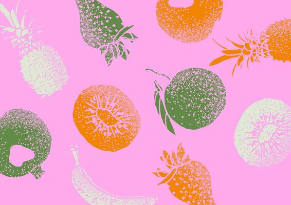 Fruits sketch hand-drawn illustration with spray texture