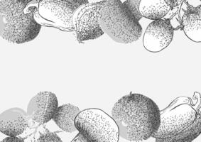 Grayscale vegetables illustration sketch style with spray texture vector