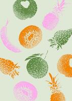 Fruits sketch hand-drawn illustration with spray texture vector