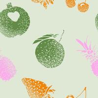 Fruits sketch hand-drawn illustration with spray texture seamless pattern vector