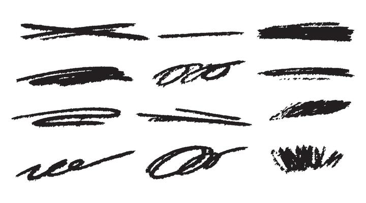 A collection of charcoal crossed lines and thin ovals.