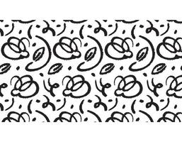 Black paint twisted vector lines seamless pattern on white background.