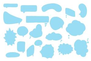 Set of weathered chat balls, chat frames, chat clouds. Dialog box chat bubbles symbols. Speak bubble text, cartoon chatting box, message box. Thought clouds or message frames for discussion vector